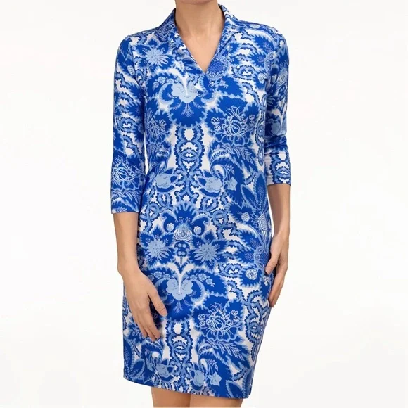 LEGGIADRO Spring Toile Sapphire Dress with Cap Sleeves